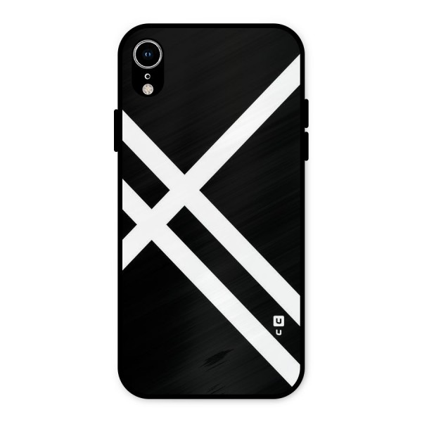 CrissCross Lines Metal Back Case for iPhone XR