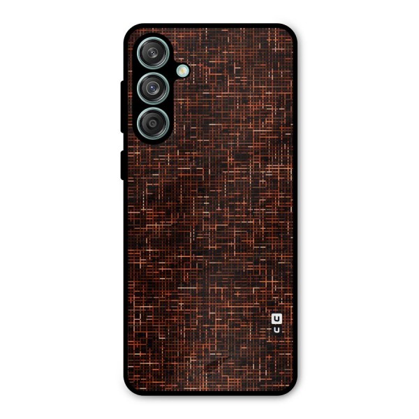 Criss Cross Brownred Pattern Metal Back Case for Galaxy M55 5G