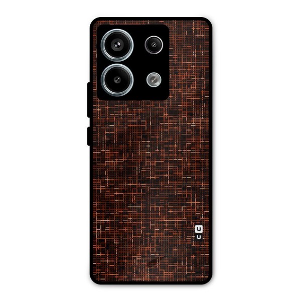 Criss Cross Brownred Pattern Metal Back Case for Redmi Note 13 Pro 5G