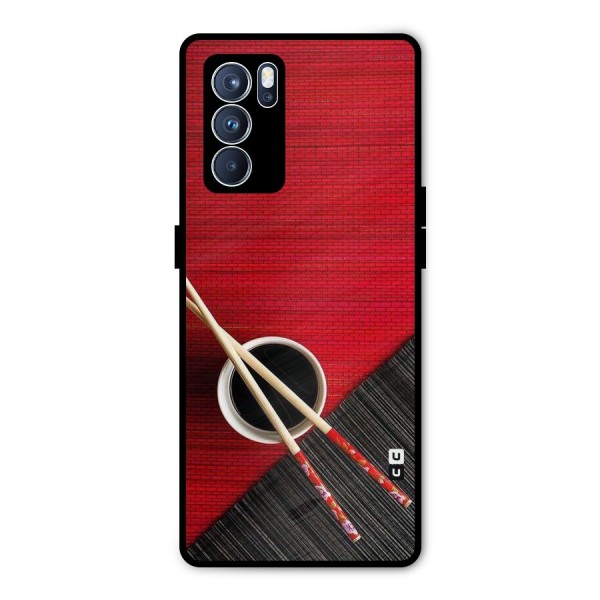 Cup Chopsticks Metal Back Case for Oppo Reno6 Pro 5G