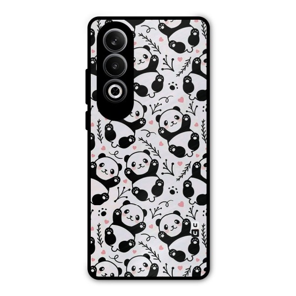 Cute Adorable Panda Pattern Metal Back Case for OnePlus Nord CE4