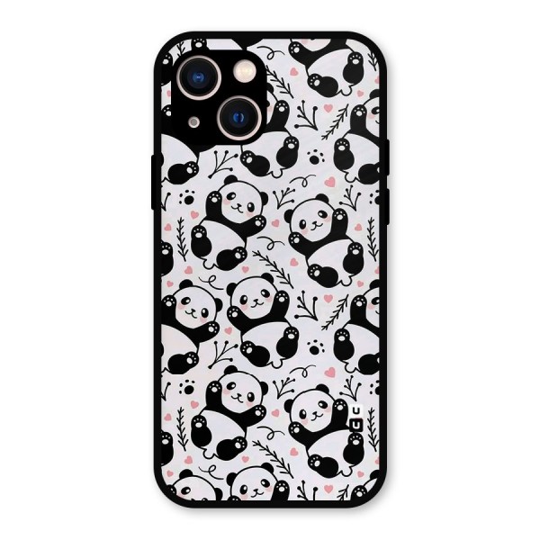 Cute Adorable Panda Pattern Metal Back Case for iPhone 13