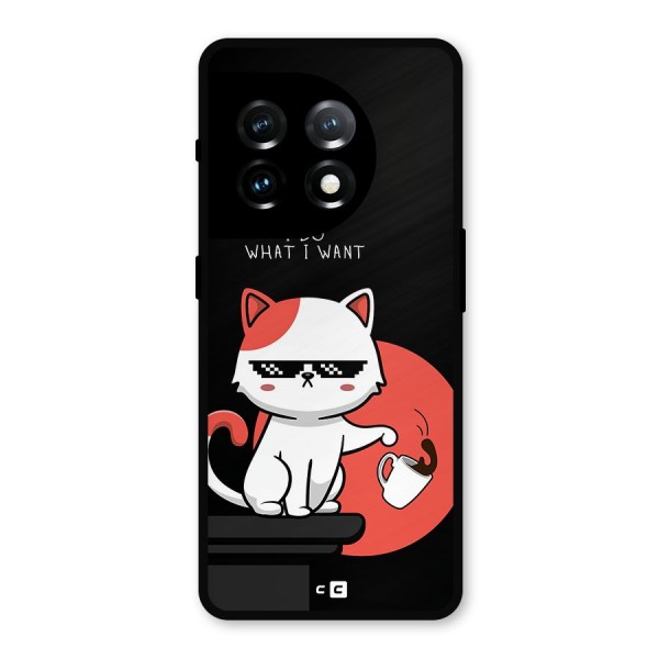 Cute Attitude Cat Metal Back Case for OnePlus 11