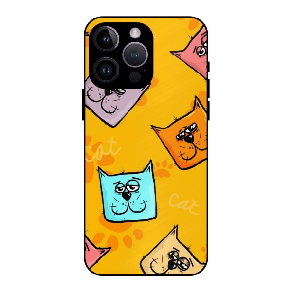 Cute Cat Pattern Metal Back Case for iPhone 14 Pro Max