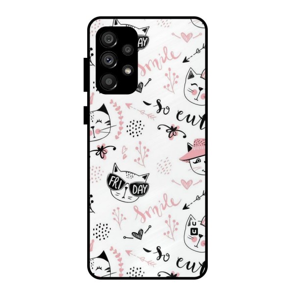 Cute Cat Swag Metal Back Case for Galaxy A73 5G