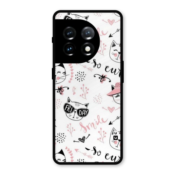 Cute Cat Swag Metal Back Case for OnePlus 11