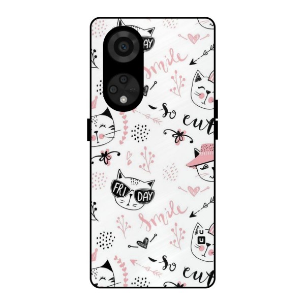 Cute Cat Swag Metal Back Case for Reno8 T 5G