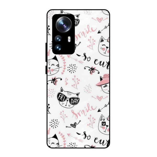 Cute Cat Swag Metal Back Case for Xiaomi 12 Pro