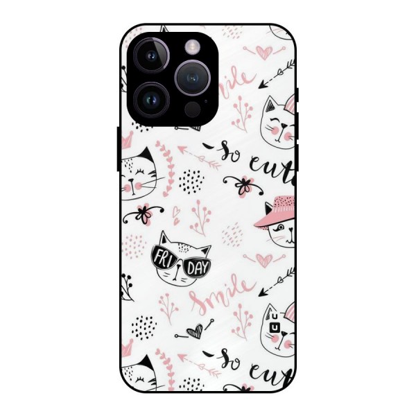 Cute Cat Swag Metal Back Case for iPhone 14 Pro Max