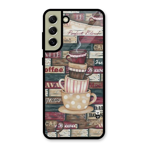 Cute Coffee Cups Metal Back Case for Galaxy S21 FE 5G (2023)