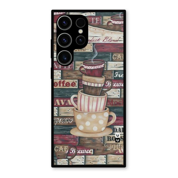 Cute Coffee Cups Metal Back Case for Galaxy S23 Ultra