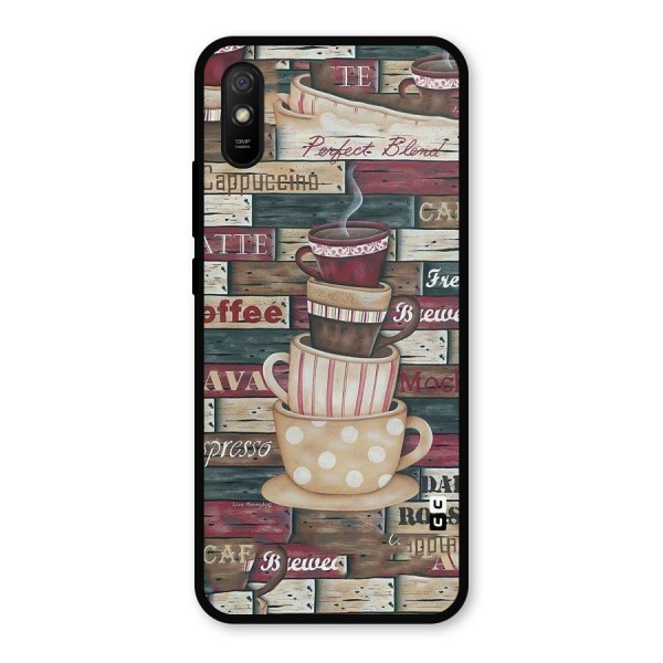 Cute Coffee Cups Metal Back Case for Redmi 9i