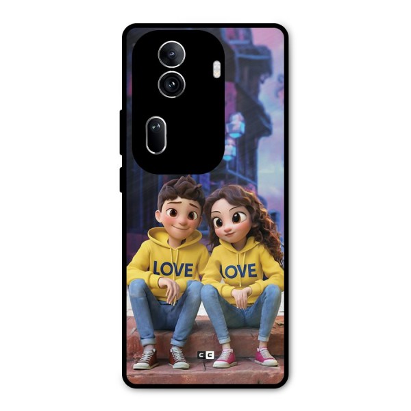 Cute Couple Sitting Metal Back Case for Oppo Reno11 Pro 5G