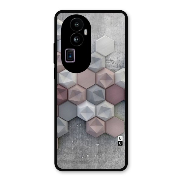 Cute Hexagonal Pattern Metal Back Case for Oppo Reno10 Pro Plus