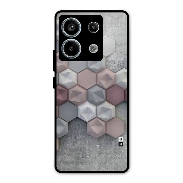 Cute Hexagonal Pattern Metal Back Case for Redmi Note 13 Pro 5G