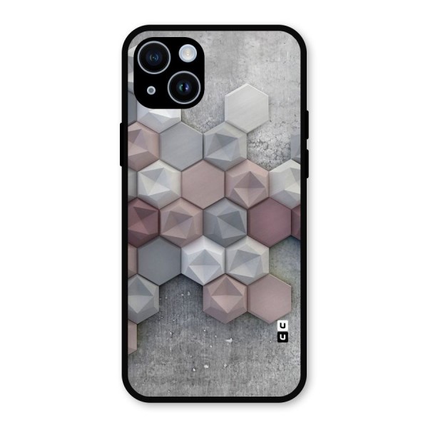 Cute Hexagonal Pattern Metal Back Case for iPhone 14
