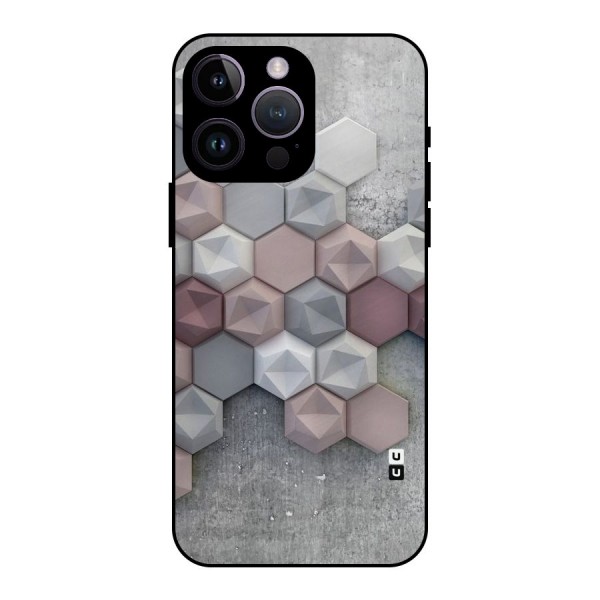 Cute Hexagonal Pattern Metal Back Case for iPhone 14 Pro Max