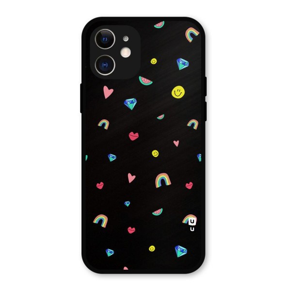 Cute Multicolor Shapes Metal Back Case for iPhone 12