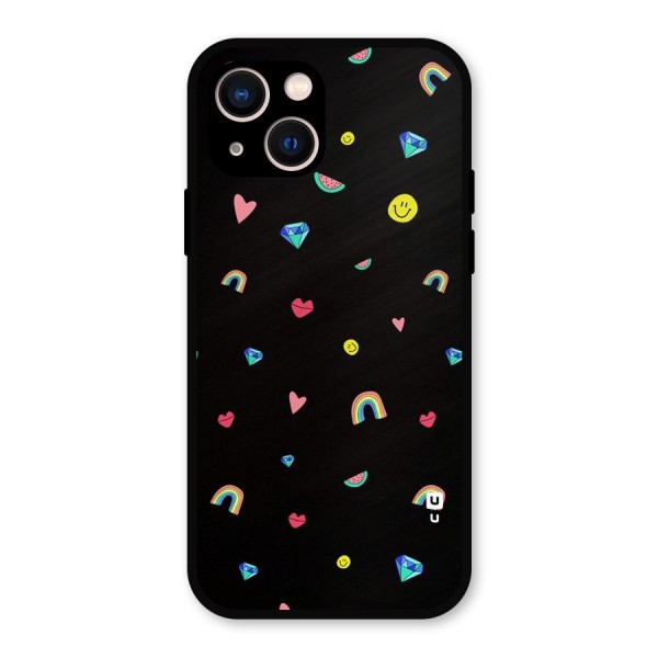 Cute Multicolor Shapes Metal Back Case for iPhone 13