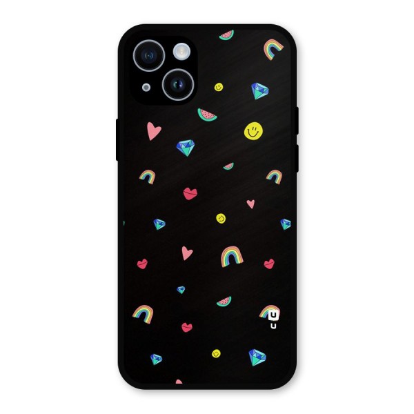 Cute Multicolor Shapes Metal Back Case for iPhone 14