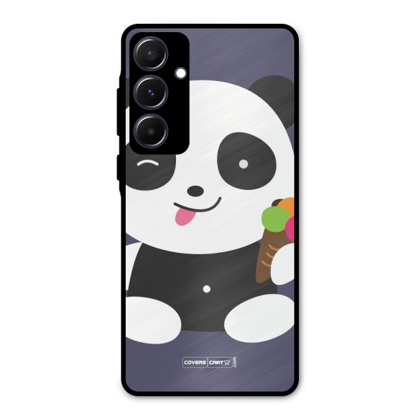 Cute Panda Blue Metal Back Case for Galaxy A55