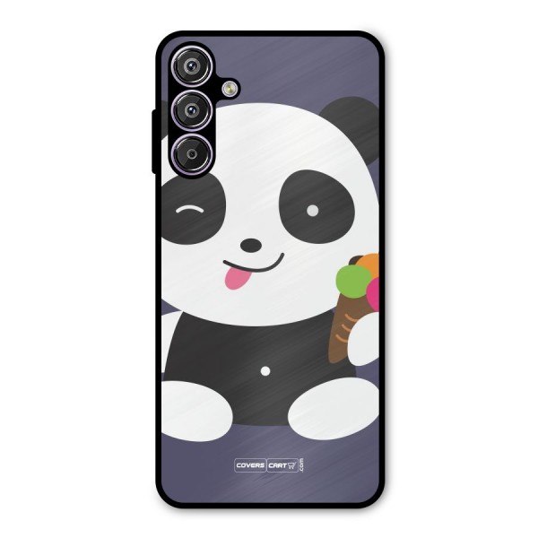 Cute Panda Blue Metal Back Case for Galaxy F15