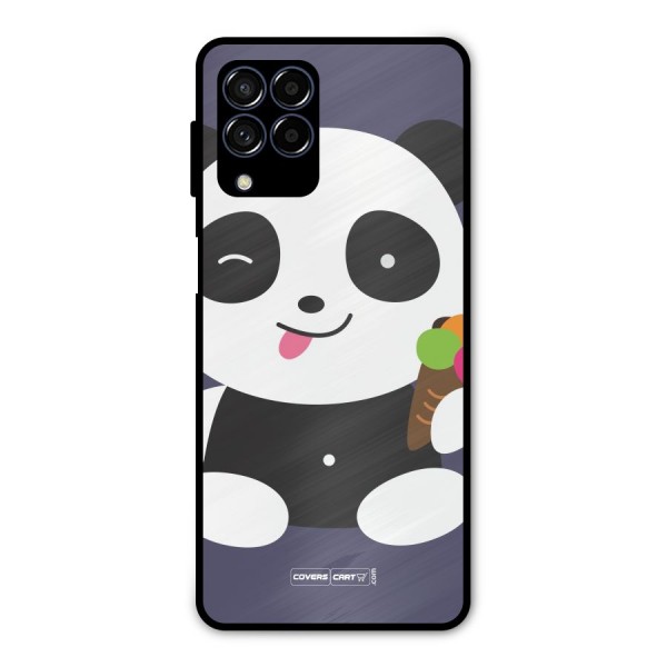 Cute Panda Blue Metal Back Case for Galaxy M53 5G