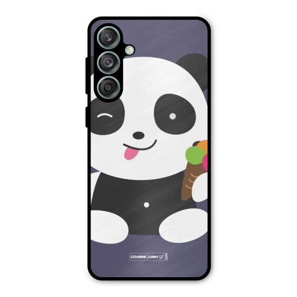 Cute Panda Blue Metal Back Case for Galaxy M55 5G