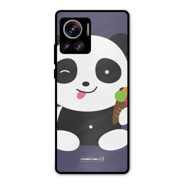 Cute Panda Blue Metal Back Case for Motorola Edge 30 Ultra