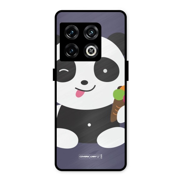 Cute Panda Blue Metal Back Case for OnePlus 10 Pro 5G