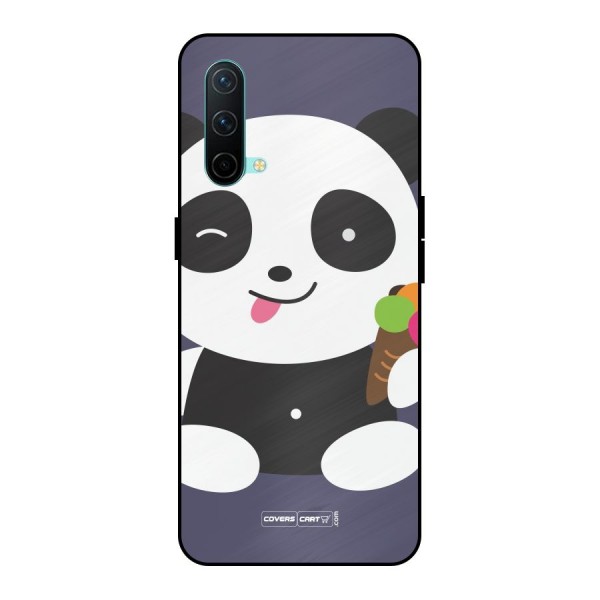 Cute Panda Blue Metal Back Case for OnePlus Nord CE 5G