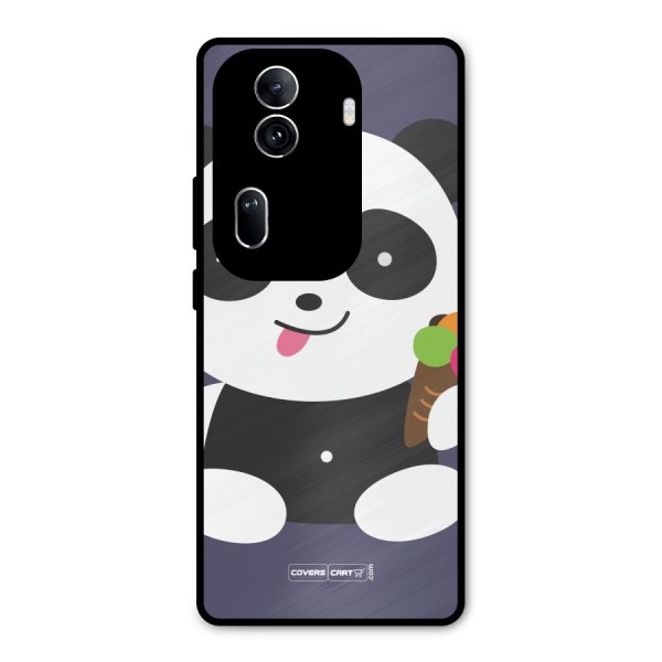 Cute Panda Blue Metal Back Case for Oppo Reno11 Pro 5G