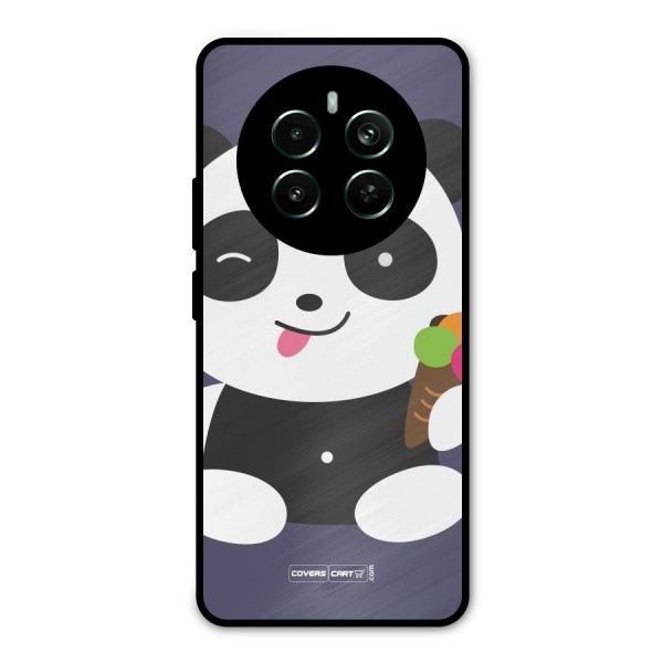 Cute Panda Blue Metal Back Case for Realme 12 Plus