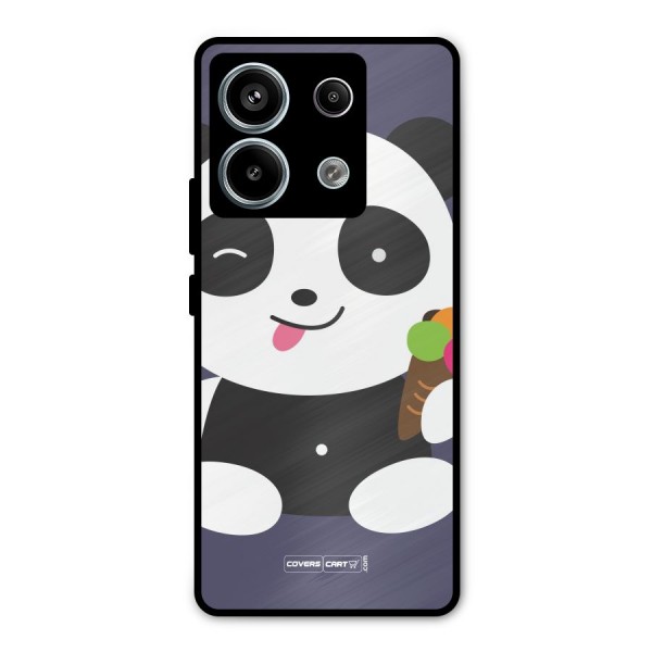 Cute Panda Blue Metal Back Case for Redmi Note 13 Pro 5G