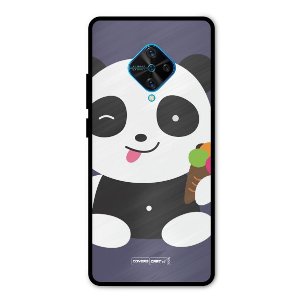 Cute Panda Blue Metal Back Case for Vivo S1 Pro