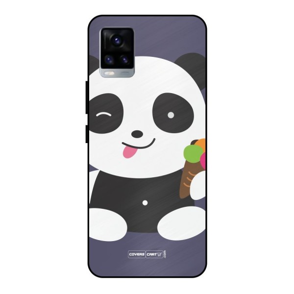Cute Panda Blue Metal Back Case for Vivo V20