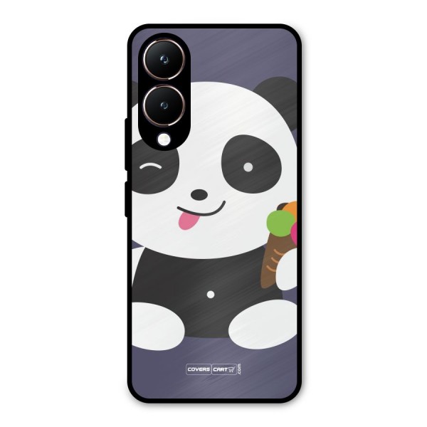 Cute Panda Blue Metal Back Case for Vivo Y28