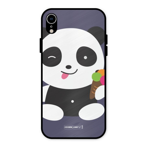 Cute Panda Blue Metal Back Case for iPhone XR