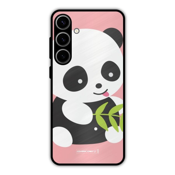 Cute Panda Pink Metal Back Case for Galaxy S24 Plus