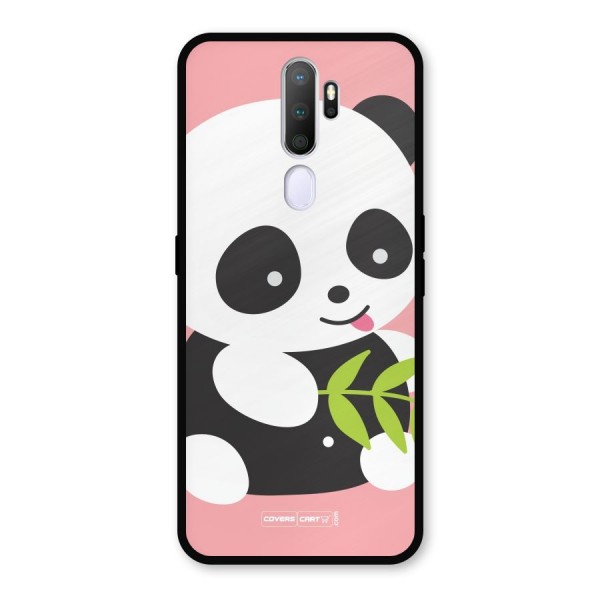 Cute Panda Pink Metal Back Case for Oppo A9 (2020)