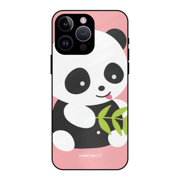 Cute Panda Pink Metal Back Case for iPhone 14 Pro Max