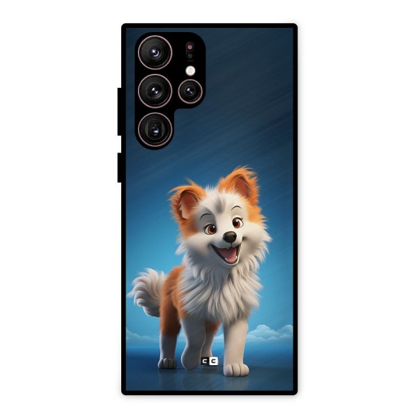 Cute Puppy Walking Metal Back Case for Galaxy S22 Ultra 5G