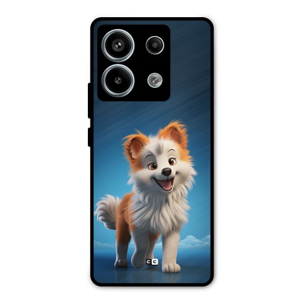Cute Puppy Walking Metal Back Case for Redmi Note 13 Pro 5G
