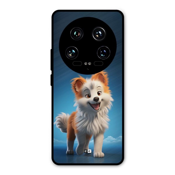 Cute Puppy Walking Metal Back Case for Xiaomi 14 Ultra