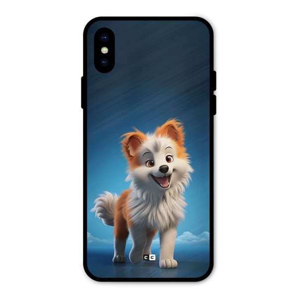 Cute Puppy Walking Metal Back Case for iPhone X