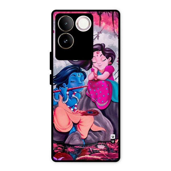 Cute Radha Krishna Metal Back Case for Vivo T2 Pro