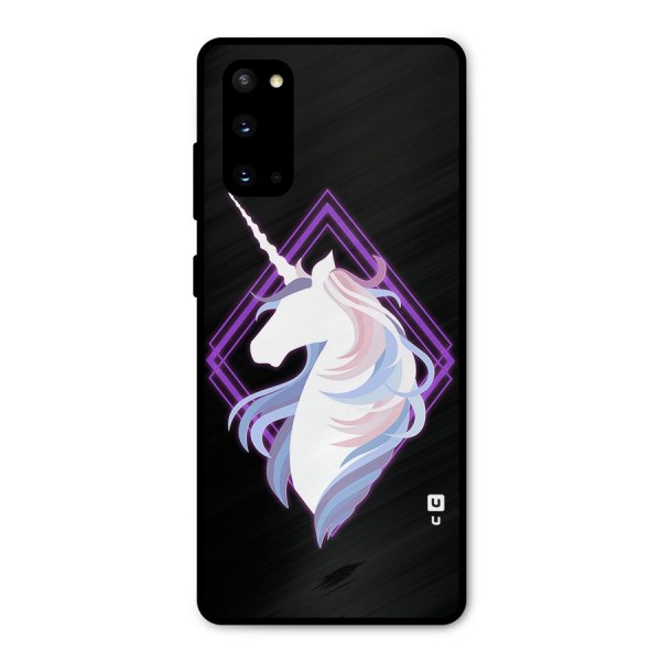 Cute Unicorn Illustration Metal Back Case for Galaxy S20
