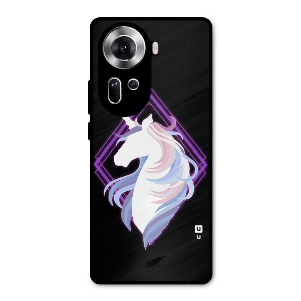 Cute Unicorn Illustration Metal Back Case for Oppo Reno11 5G