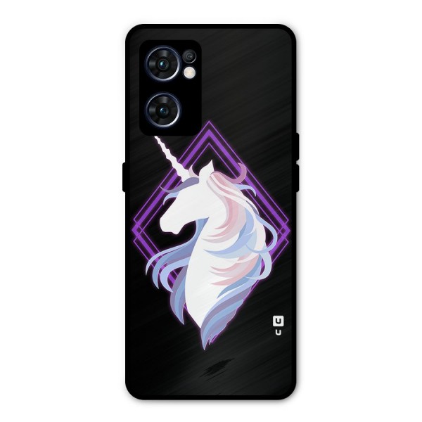 Cute Unicorn Illustration Metal Back Case for Oppo Reno7 5G