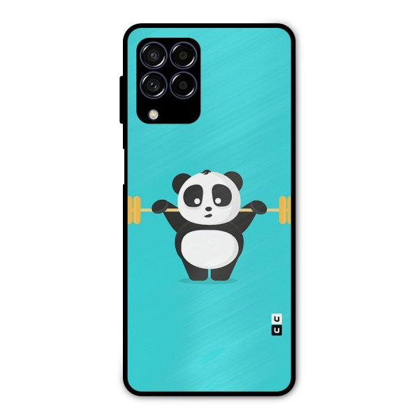 Cute Weightlifting Panda Metal Back Case for Galaxy M53 5G